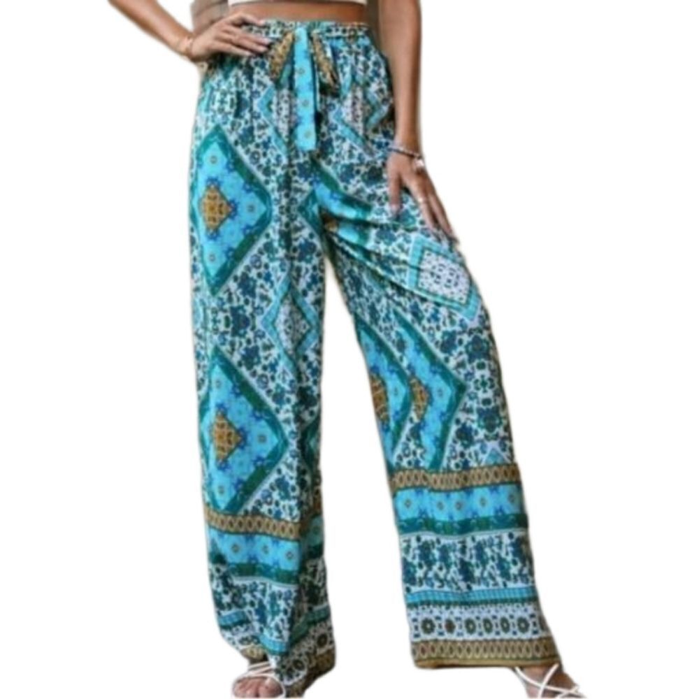 Boho paisley print wide leg pants sz small